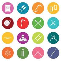 conjunto de iconos de herramientas ninja muchos colores