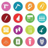 Tattoo parlor icons many colors set vector