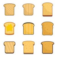 Toast icons set flat vector isolated