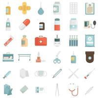 First medical aid icons set flat vector isolated