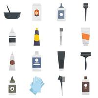 Hair dye icons set flat vector isolated