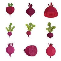 Beet icons set flat vector isolated