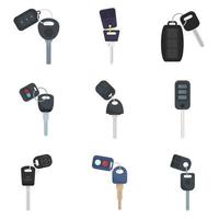 Car alarm system icons set flat vector isolated