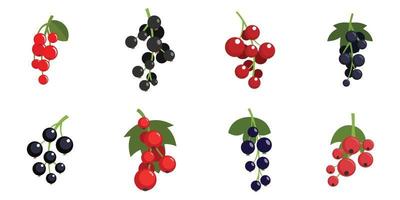 Currant berry icons set flat vector isolated