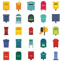 Mailbox icons set flat vector isolated