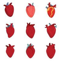 Human heart icons set flat vector isolated