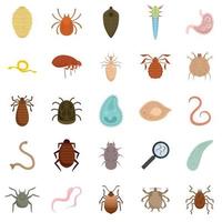 Parasite icons set flat vector isolated