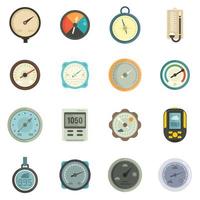 Barometer icons set flat vector isolated