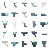 Gutter icons set flat vector isolated