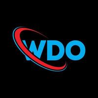 WDO logo. WDO letter. WDO letter logo design. Initials WDO logo linked with circle and uppercase monogram logo. WDO typography for technology, business and real estate brand. vector