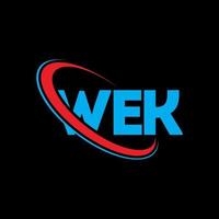 logotipo de la semana. carta semanal. diseño del logotipo de la letra wek. logotipo de las iniciales wek vinculado con el círculo y el logotipo del monograma en mayúsculas. tipografía wek para tecnología, negocios y marca inmobiliaria. vector