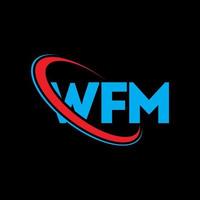 logotipo de wfm. carta wfm. diseño del logotipo de la letra wfm. logotipo de iniciales wfm vinculado con círculo y logotipo de monograma en mayúsculas. tipografía wfm para tecnología, negocios y marca inmobiliaria. vector