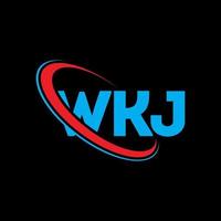 WKJ logo. WKJ letter. WKJ letter logo design. Initials WKJ logo linked with circle and uppercase monogram logo. WKJ typography for technology, business and real estate brand. vector