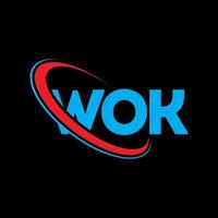 logotipo de wok. carta de trabajo diseño de logotipo de letra wok. logotipo de wok de iniciales vinculado con círculo y logotipo de monograma en mayúsculas. tipografía wok para tecnología, negocios y marca inmobiliaria. vector