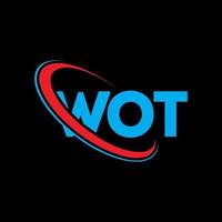 logotipo de wot. qué carta. diseño de logotipo de letra wot. logotipo de iniciales wot vinculado con círculo y logotipo de monograma en mayúsculas. tipografía wot para tecnología, negocios y marca inmobiliaria. vector