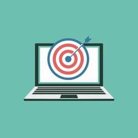 Laptop monitor screen and dart arrow target vector illustration business concept