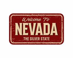 An illustration of a WELCOME TO NEVADA THE SILVER STATE sign isolated on a white background