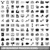 100 business process icons set, simple style vector