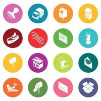 Poste service icons set colorful circles vector