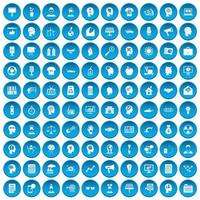 100 idea icons set blue vector