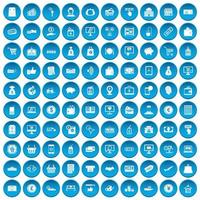 100 payment icons set blue vector