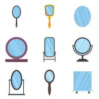 Mirror icons set flat vector isolated