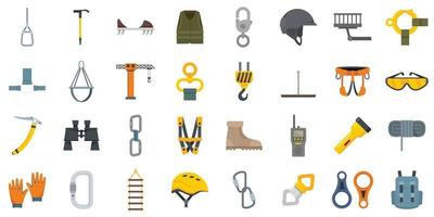 Industrial climber icons set flat vector isolated