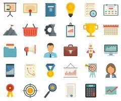 Product manager icons set flat vector isolated