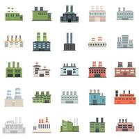 Recycle factory icons set flat vector isolated