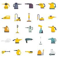 Steam cleaner icons set flat vector isolated