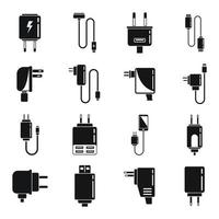 Mobile charger icons set simple vector. Usb cable vector