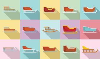 Sleigh icons set flat vector. Santa claus sleigh vector