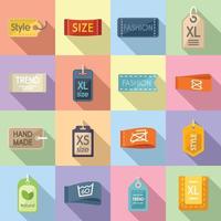 Cloth label icons set flat vector. Fabric tag vector