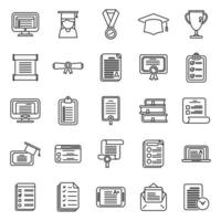 Final exam icons set outline vector. Student college vector
