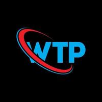 logotipo de wtp. carta wtp. diseño de logotipo de letra wtp. logotipo de iniciales wtp vinculado con círculo y logotipo de monograma en mayúsculas. tipografía wtp para tecnología, negocios y marca inmobiliaria. vector