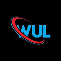 logotipo de wul. carta wul. diseño del logotipo de la letra wul. logotipo de iniciales wul vinculado con círculo y logotipo de monograma en mayúsculas. tipografía wul para tecnología, negocios y marca inmobiliaria. vector