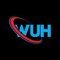 logotipo wuh. vaya letra. diseño del logotipo de la letra wuh. logotipo de las iniciales wuh vinculado con un círculo y un logotipo de monograma en mayúsculas. tipografía wuh para tecnología, negocios y marca inmobiliaria. vector