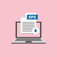 Download EPS button on laptop screen. Downloading document concept. File with CSV label and down arrow sign. Vector illustration