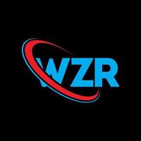 logotipo de wzr. letra wzr. diseño del logotipo de la letra wzr. logotipo de las iniciales wzr vinculado con un círculo y un logotipo de monograma en mayúsculas. tipografía wzr para tecnología, negocios y marca inmobiliaria. vector