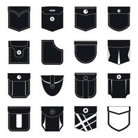 conjunto de iconos de tipos de bolsillo, estilo simple vector