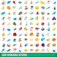 100 iconos de ankara, estilo isométrico 3d vector