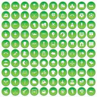 100 childrens playground icons set green circle vector