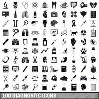 100 iconos de diagnóstico establecidos, estilo simple vector