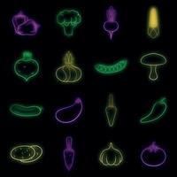 Vegetables studio icons set vector neon