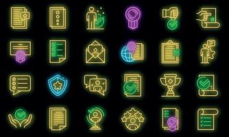 Attestation service icons set vector neon