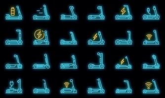Electric scooter icons set vector neon