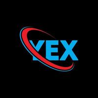 YEX logo. YEX letter. YEX letter logo design. Initials YEX logo linked with circle and uppercase monogram logo. YEX typography for technology, business and real estate brand. vector