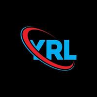 logotipo de yrl. su carta. diseño de logotipo de letra yrl. logotipo de iniciales yrl vinculado con círculo y logotipo de monograma en mayúsculas. tipografía yrl para tecnología, negocios y marca inmobiliaria. vector