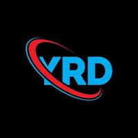 logotipo de la yarda. yra letra. diseño del logotipo de la letra yrd. logotipo de yrd de iniciales vinculado con círculo y logotipo de monograma en mayúsculas. yrd tipografía para tecnología, negocios y marca inmobiliaria. vector