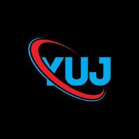 YUJ logo. YUJ letter. YUJ letter logo design. Initials YUJ logo linked with circle and uppercase monogram logo. YUJ typography for technology, business and real estate brand. vector